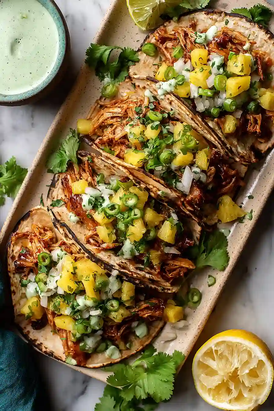 hawaiian chicken tacos with jalapeño pineapple salsa