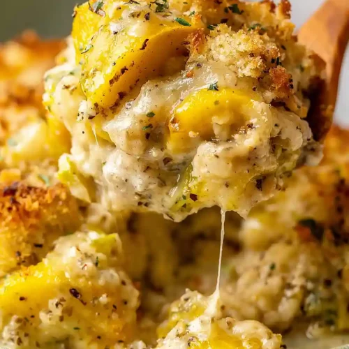 yellow squash casserole with stuffing