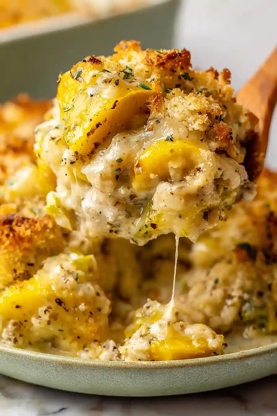 yellow squash casserole with stuffing