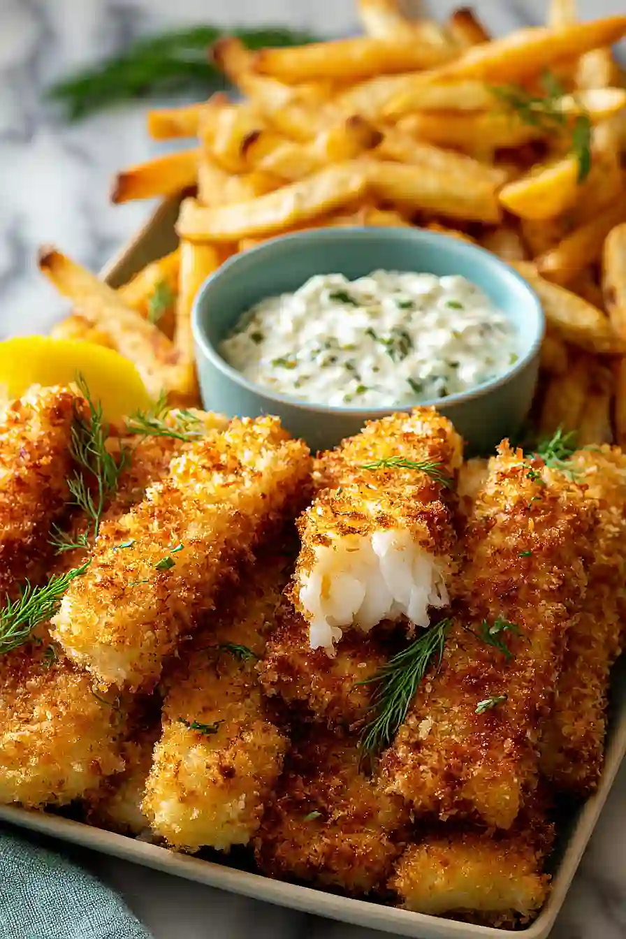 fish and chips with tartar sauce