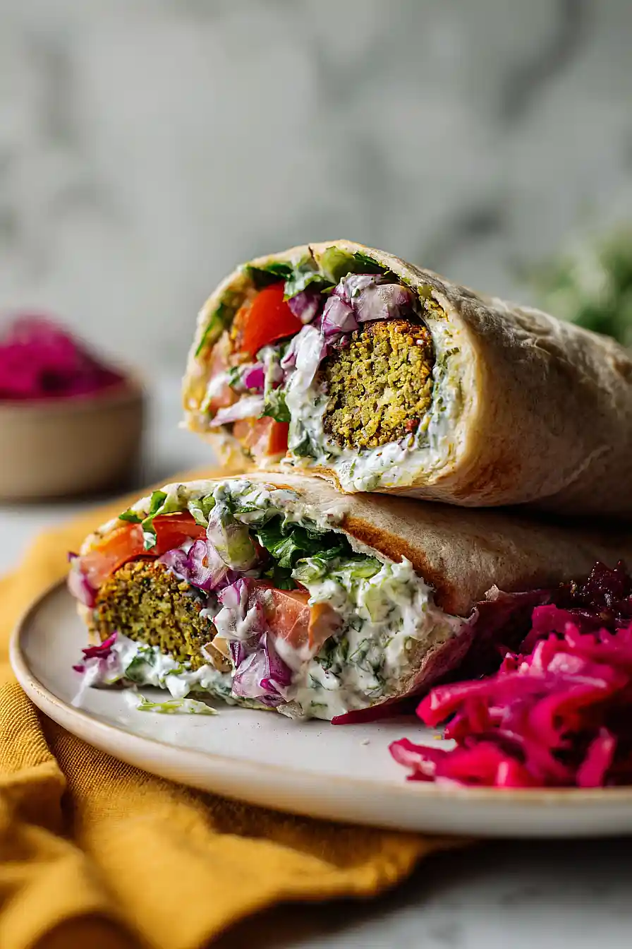 falafel wraps with tzatziki
