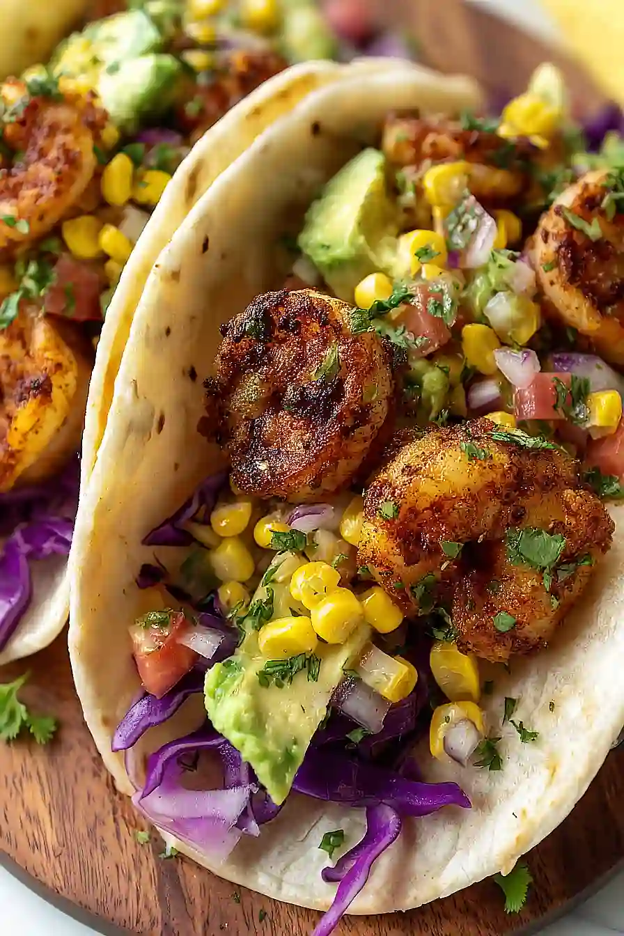 corn salsa shrimp tacos