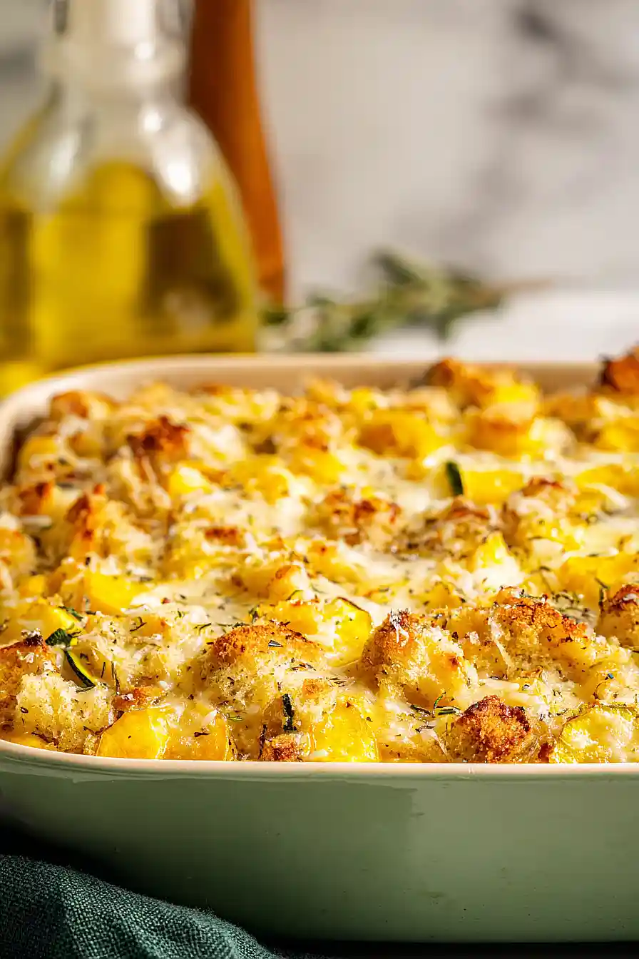 yellow squash casserole with stuffing