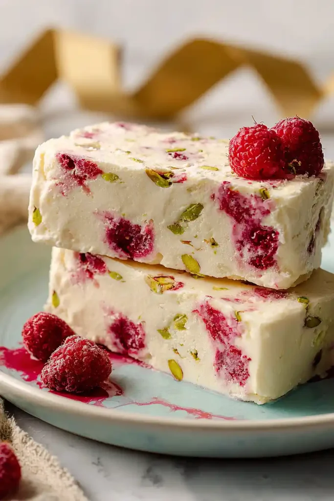 raspberry pistachio semifreddo