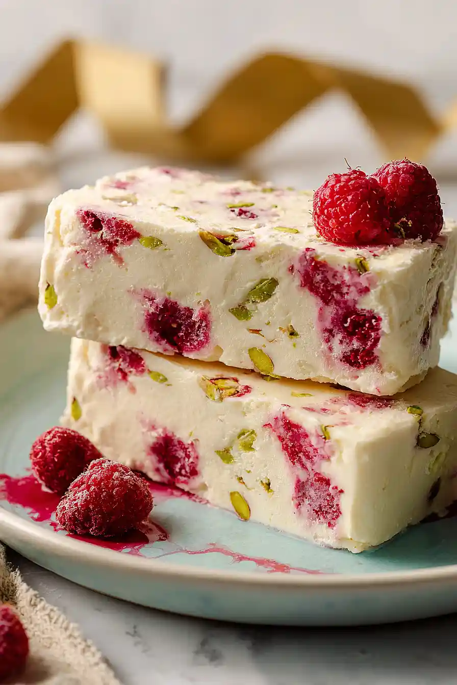 raspberry pistachio semifreddo