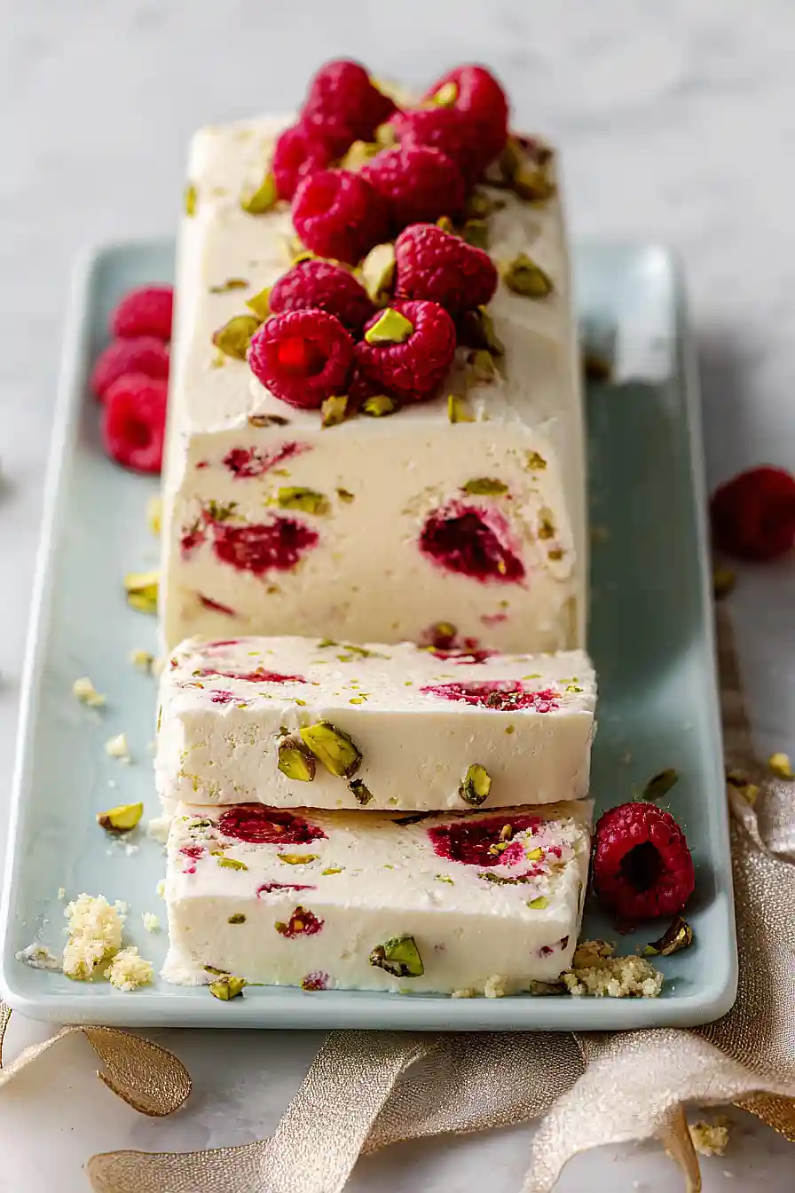 raspberry pistachio semifreddo