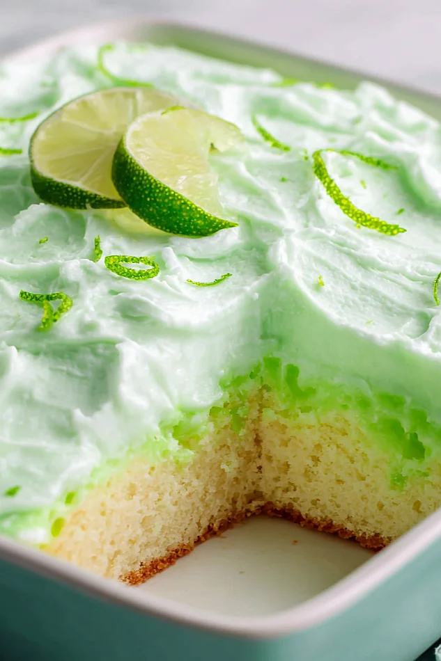 key lime jello poke cake