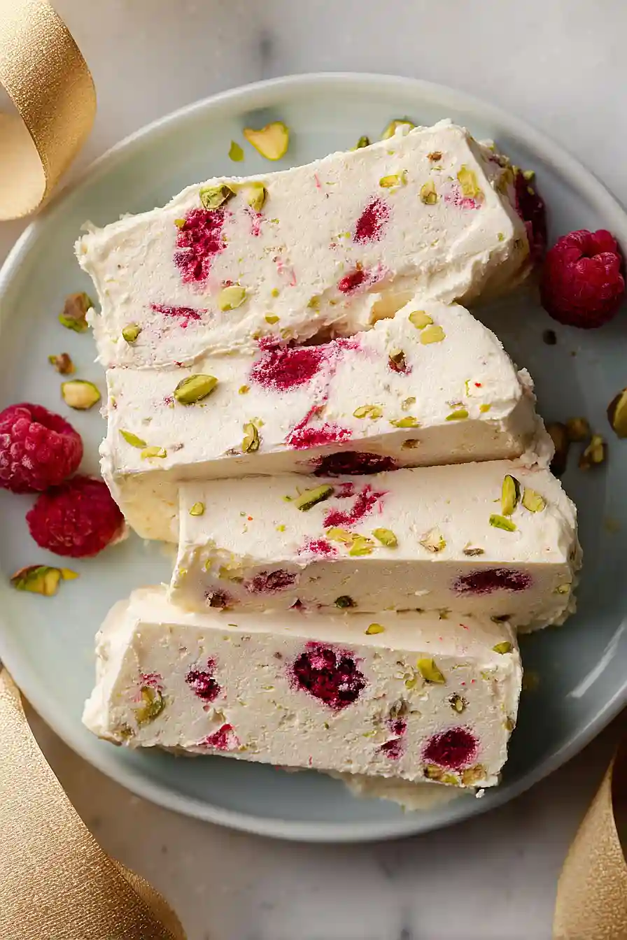 raspberry pistachio semifreddo
