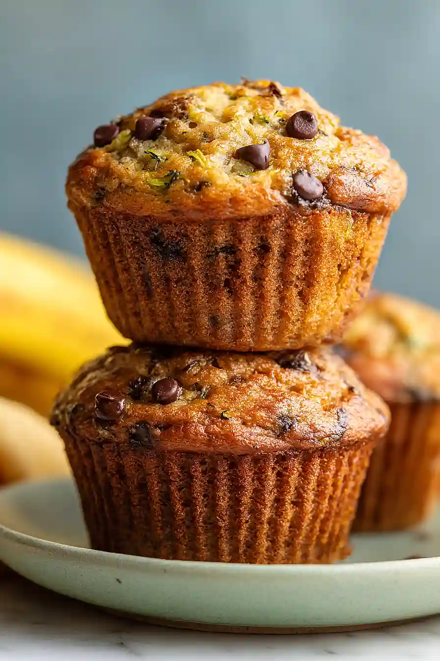 chocolate chip zucchini banana muffins