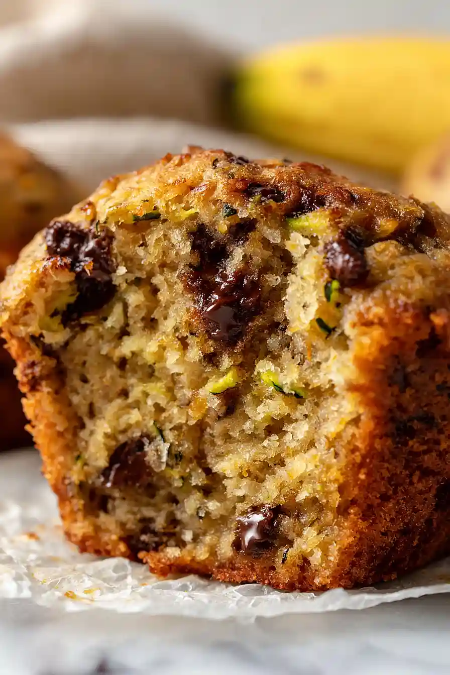 chocolate chip zucchini banana muffins
