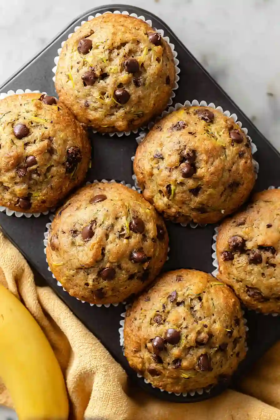 chocolate chip zucchini banana muffins