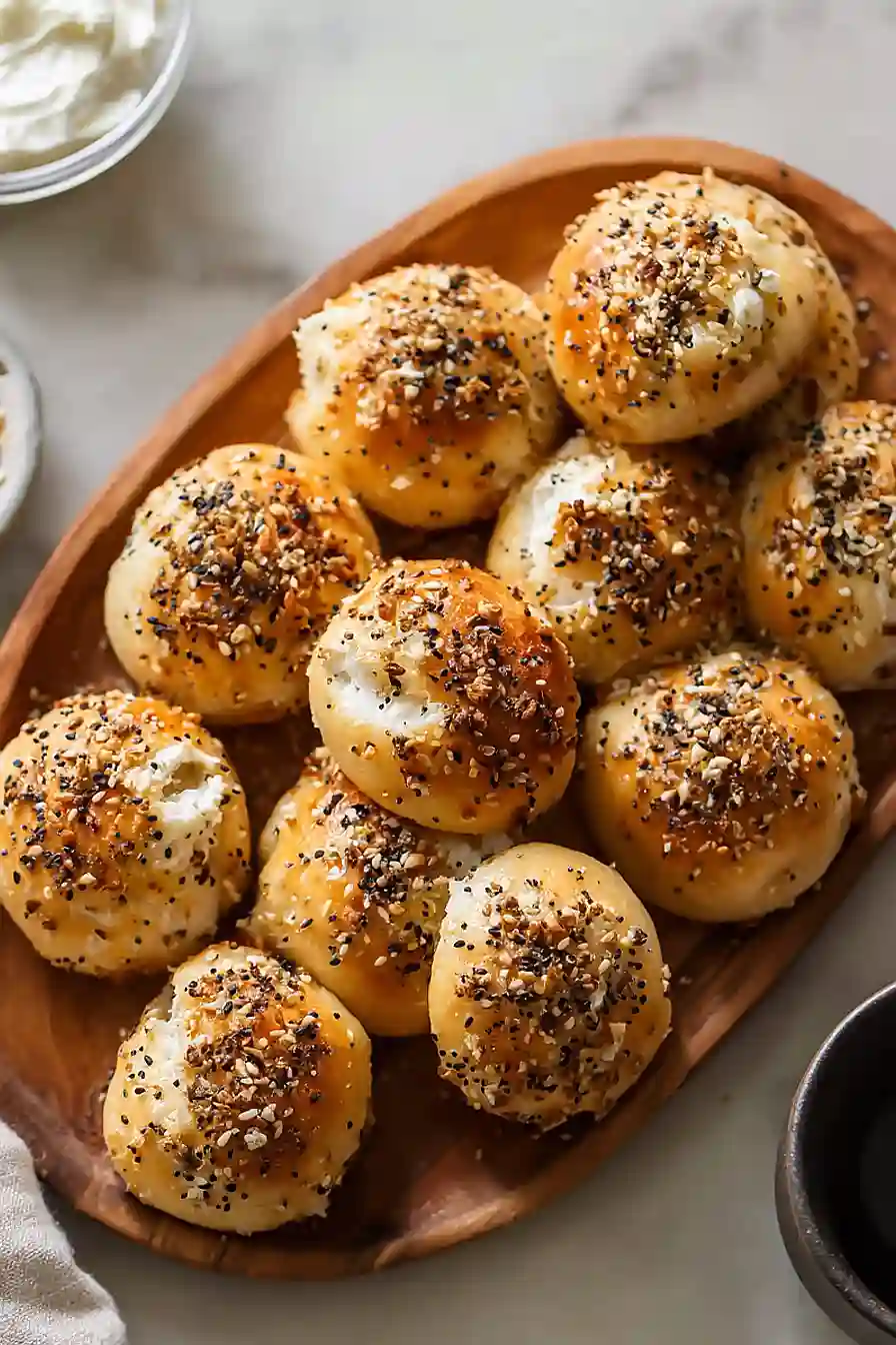mini bagel with cream cheese