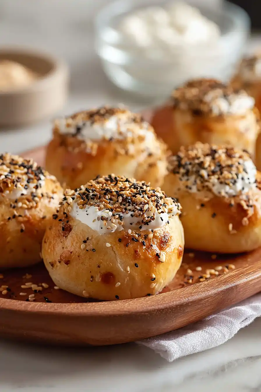 mini bagel with cream cheese