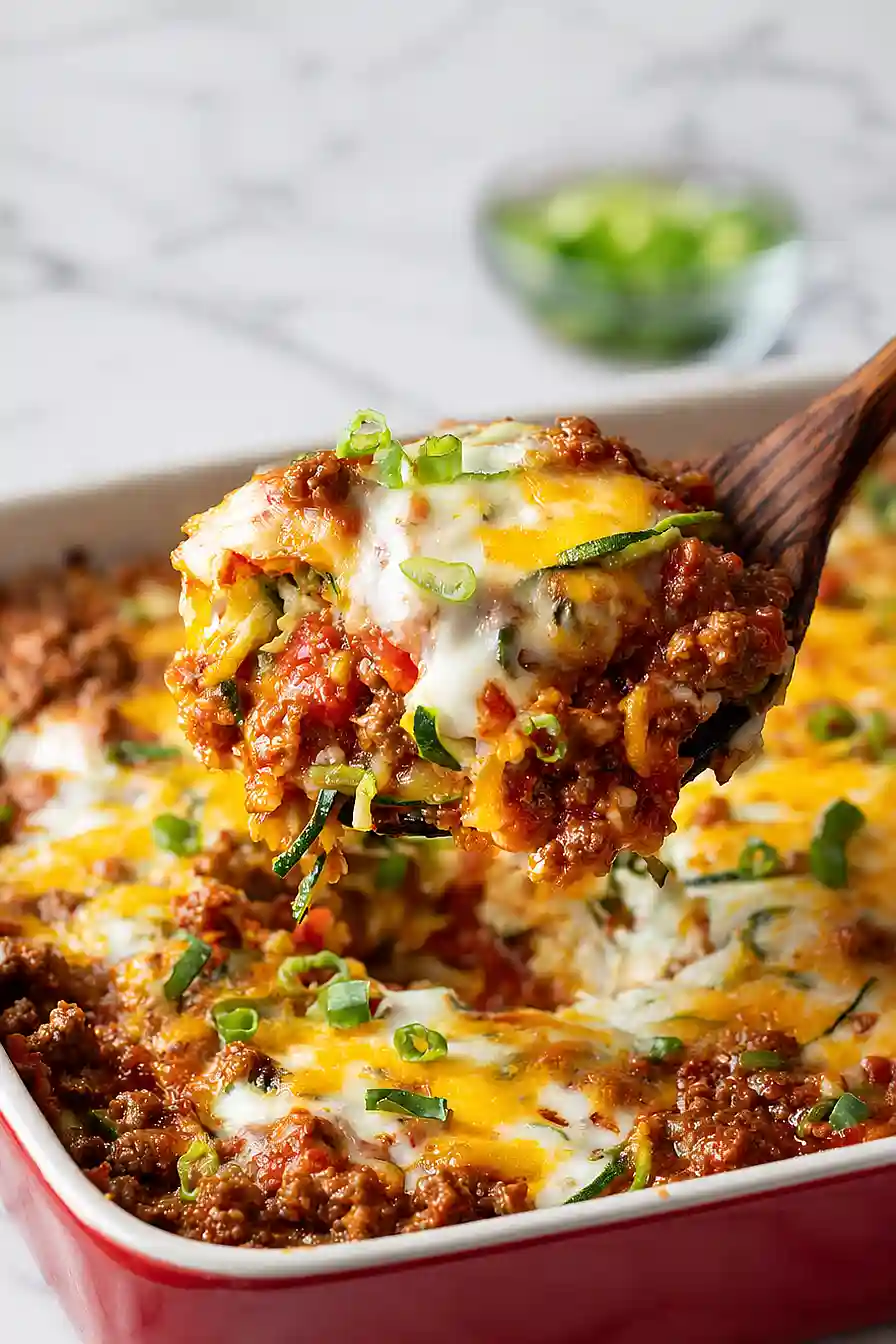 pizza casserole with shredded zucchini