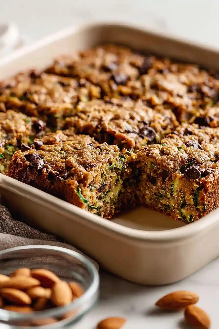 almond butter chocolate chip zucchini bars