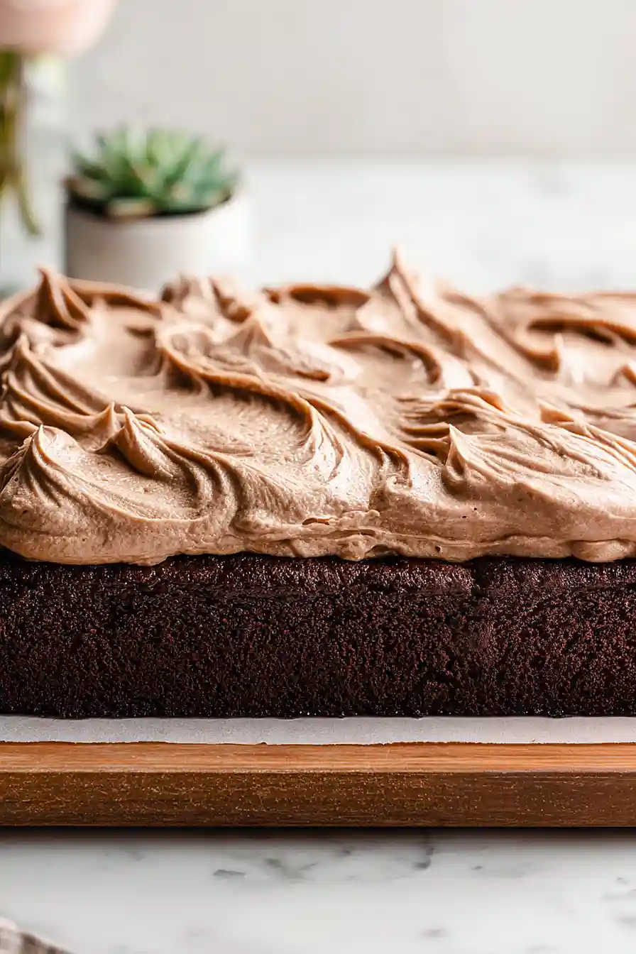 chocolate zucchini cake with whipped cream frosting