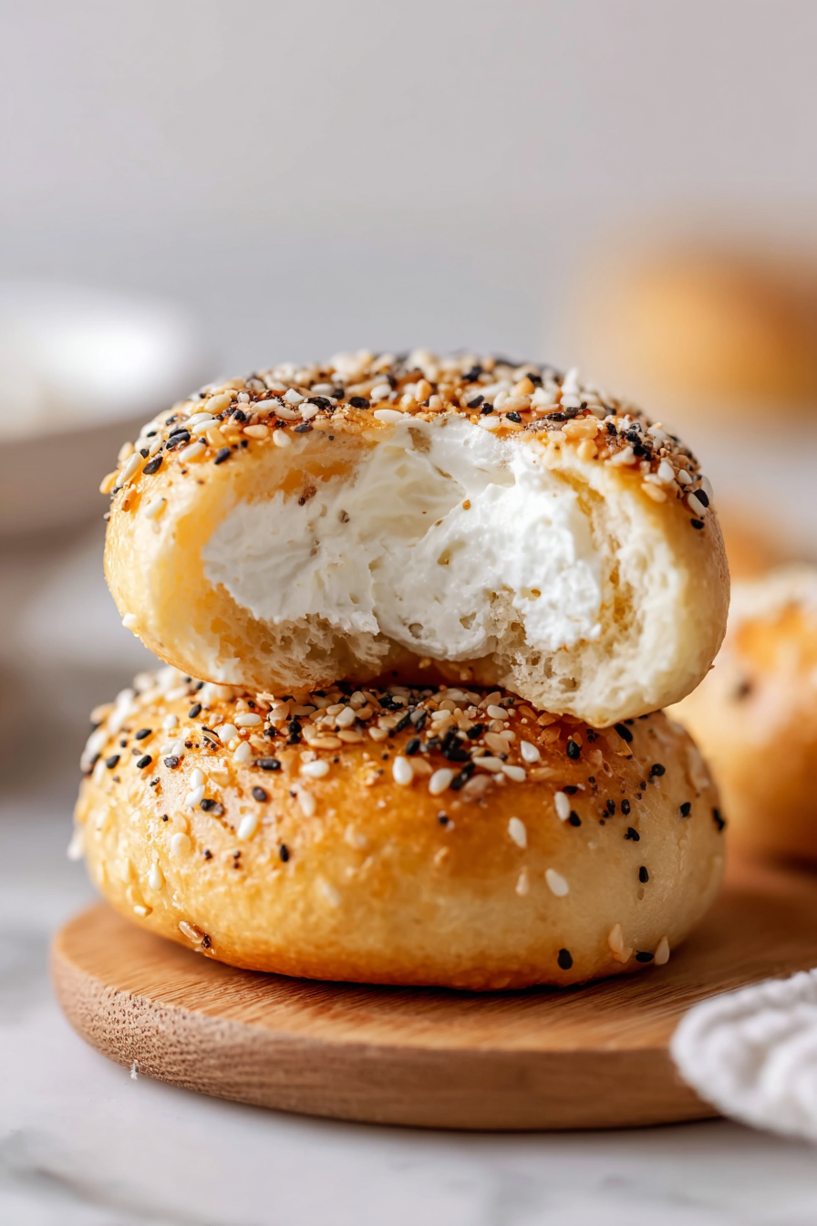 mini bagel with cream cheese