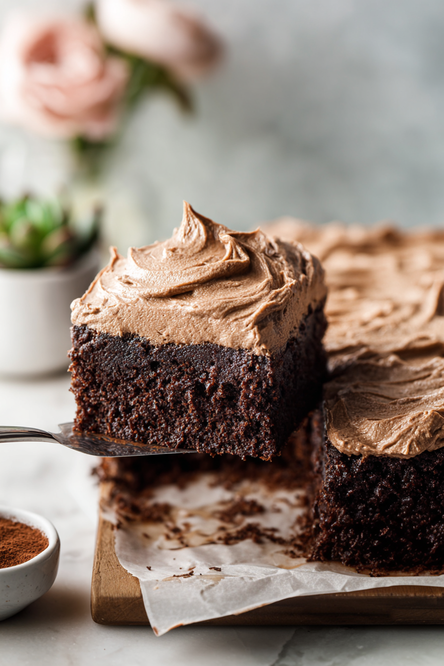 chocolate zucchini cake with whipped cream frosting