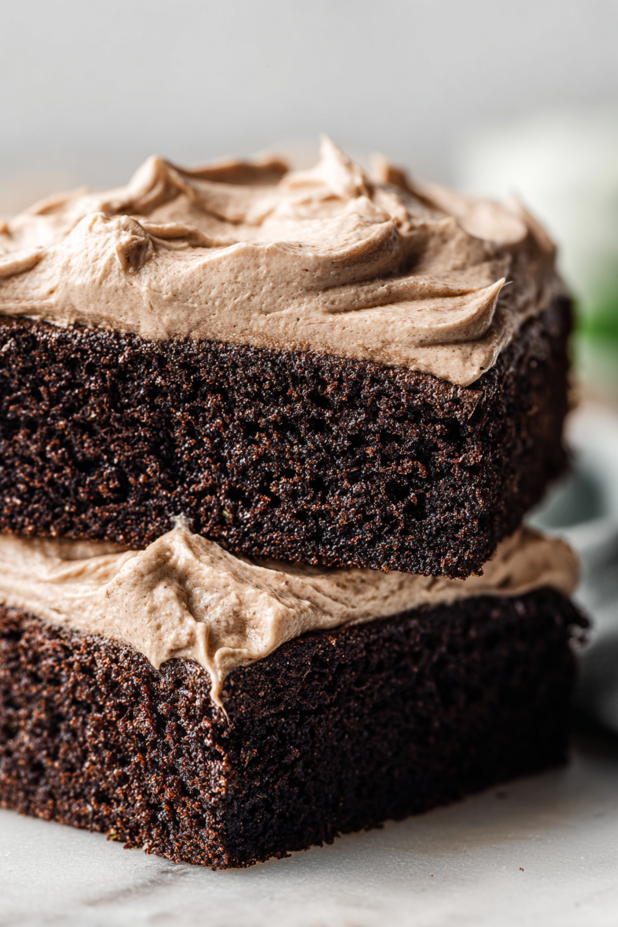 chocolate zucchini cake with whipped cream frosting